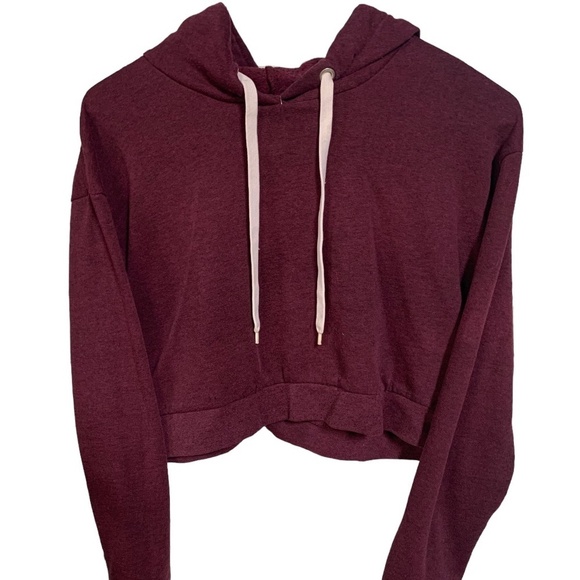 Girl's Burgundy H&M Crop Hoodie - Picture 1 of 2